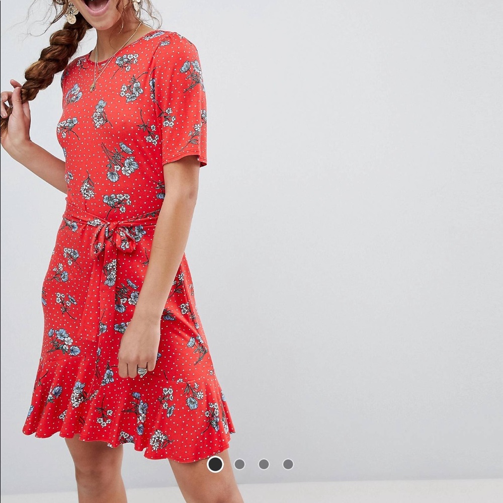 ASOS Tea Dress with V Back and Frill Hem